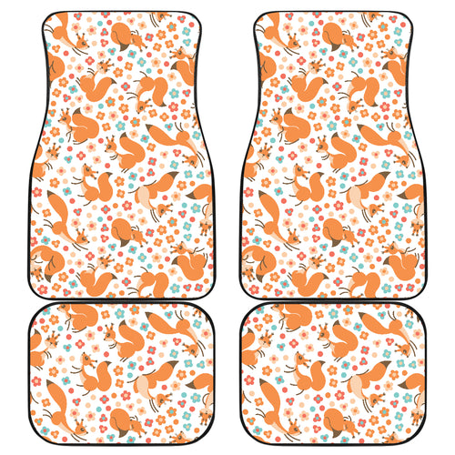 Squirrel Pattern Print Design 05 Front and Back Car Mats