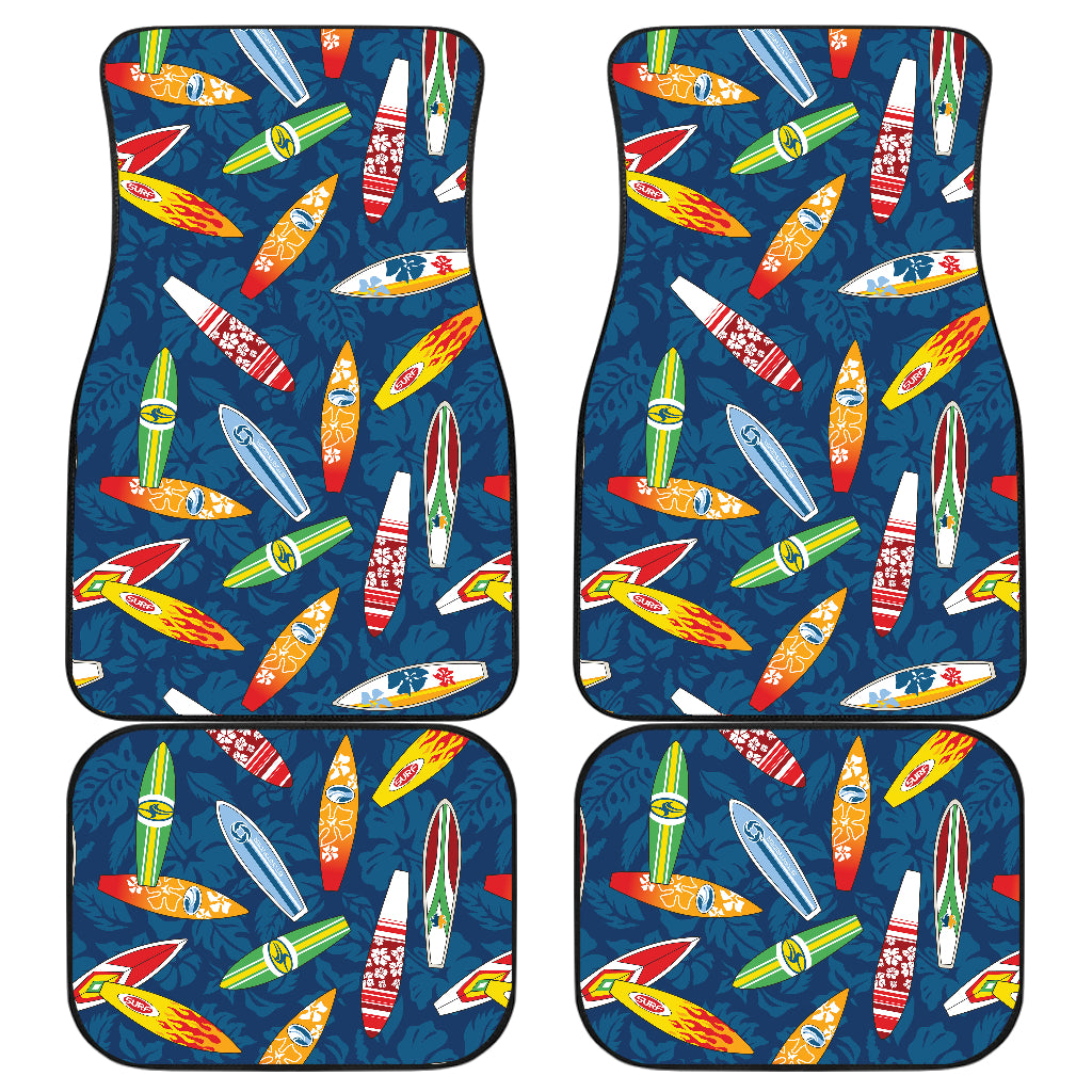 Surfboard Pattern Print Design 01 Front and Back Car Mats