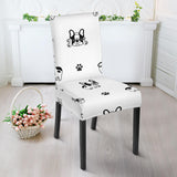 Cute French Bulldog Paw Pattern Dining Chair Slipcover