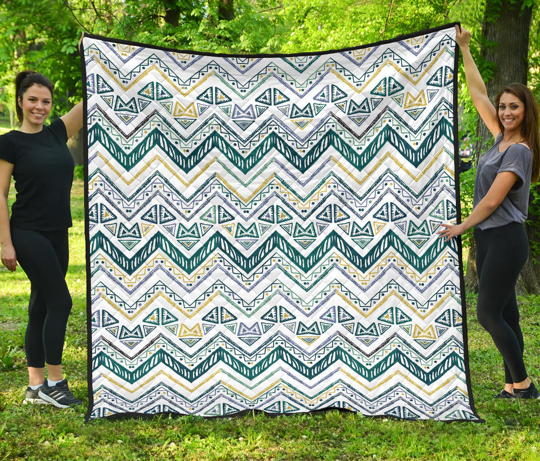 Zigzag  Chevron Paint Design Pattern Premium Quilt