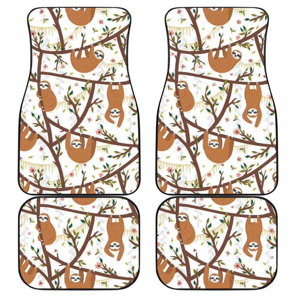 Sloths Hanging On The Tree Pattern Front And Back Car Mats