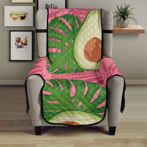 Avocado slices leaves pink back ground Chair Cover Protector
