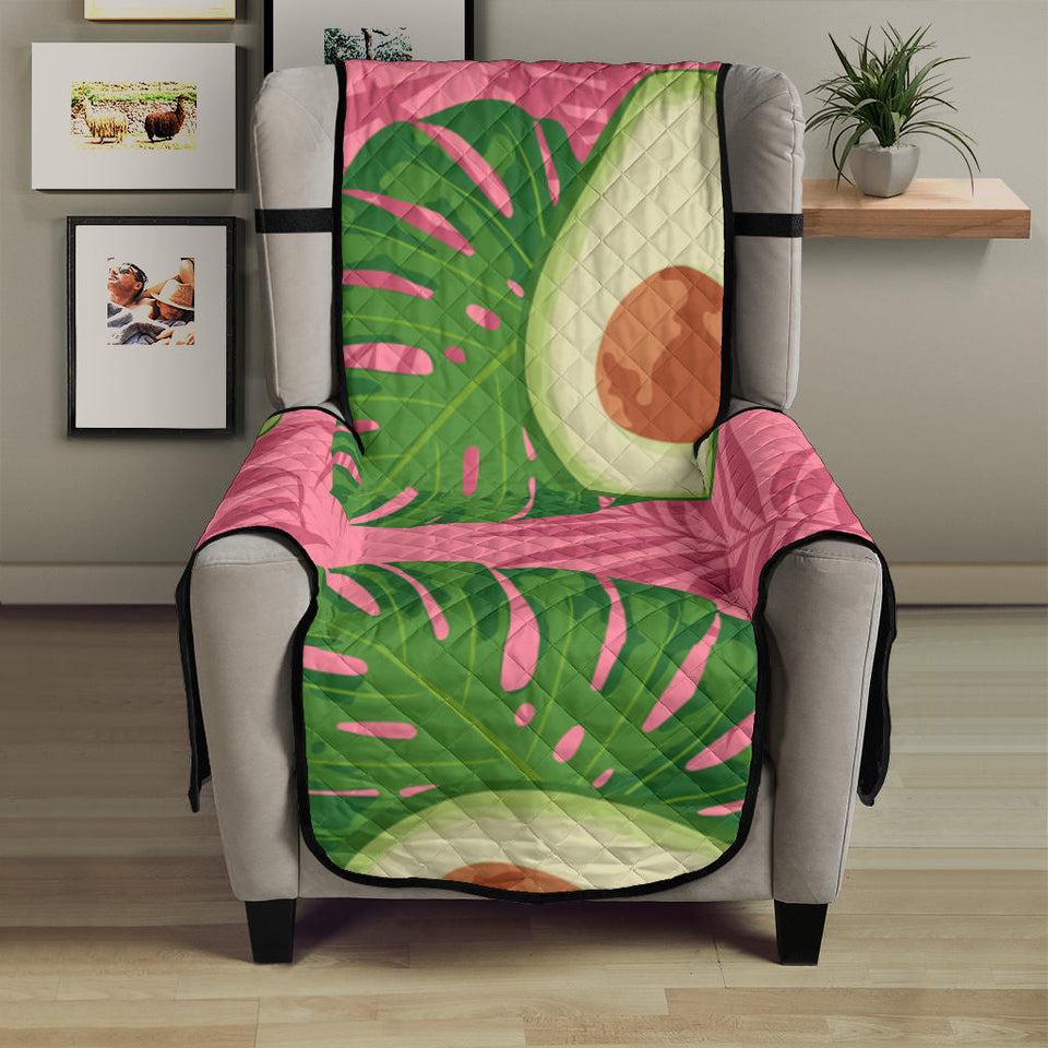 Avocado slices leaves pink back ground Chair Cover Protector