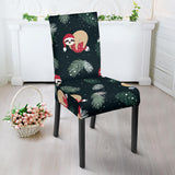 Cute Sloths Sleeping Christmas Ball Santa Hat Pattern Dining Chair Slipcover