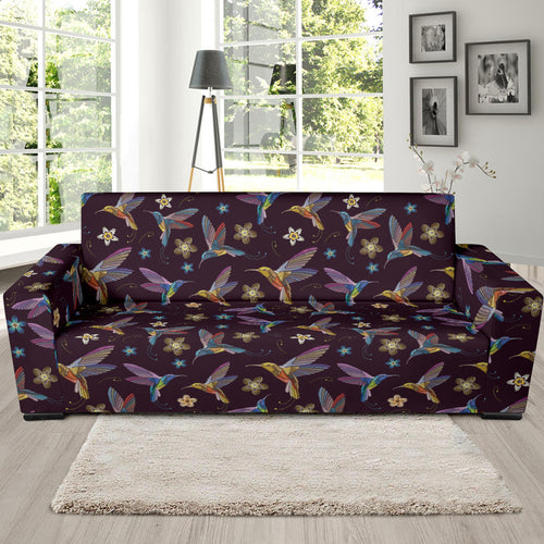 Hummingbird Pattern Print Design 04 Sofa Slipcover