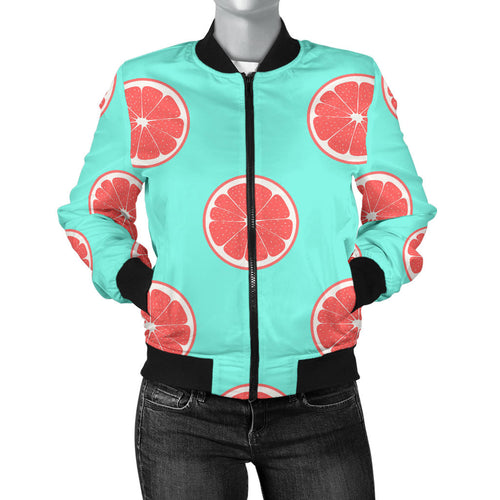 Grapefruit Green Background Women'S Bomber Jacket