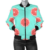 Grapefruit Green Background Women'S Bomber Jacket