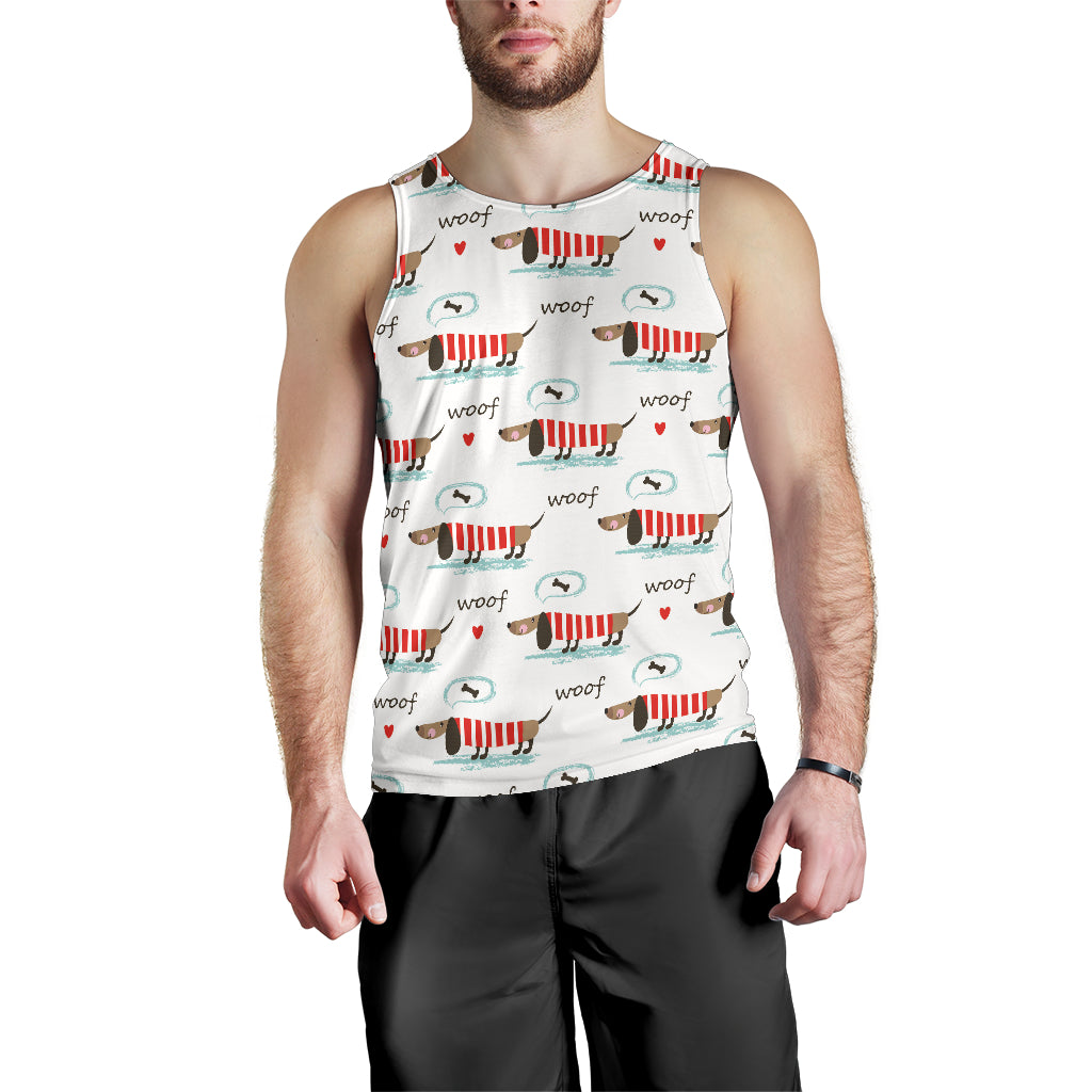 Cute dachshund bone pattern Men Tank Top