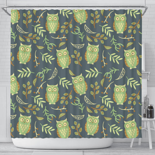 Cute Owls Leaves Pattern Shower Curtain Fulfilled In US