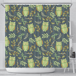 Cute Owls Leaves Pattern Shower Curtain Fulfilled In US