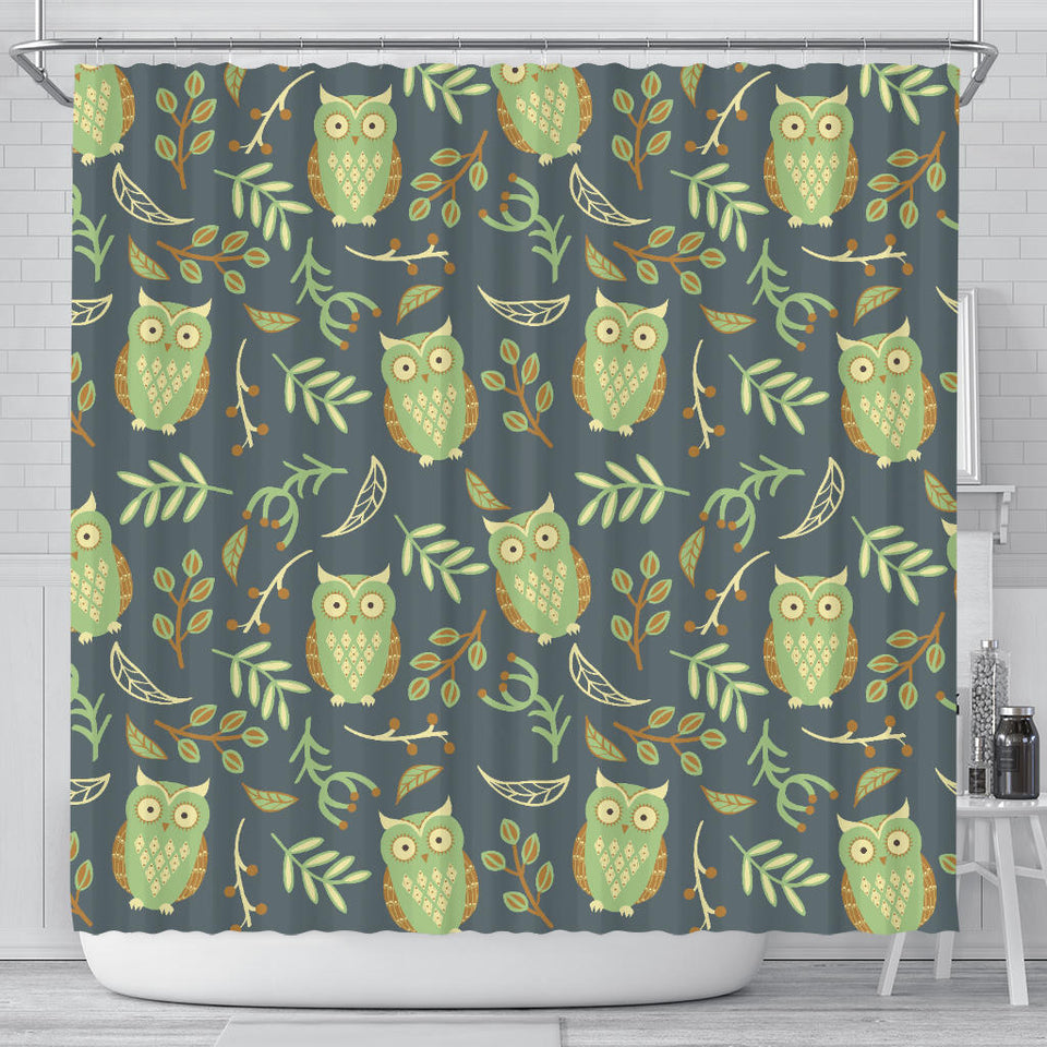 Cute Owls Leaves Pattern Shower Curtain Fulfilled In US