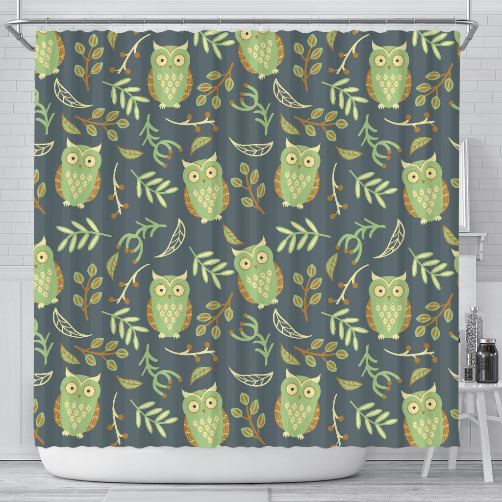 Cute Owls Leaves Pattern Shower Curtain Fulfilled In US