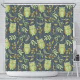 Cute Owls Leaves Pattern Shower Curtain Fulfilled In US