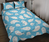 Cute white sea lion seals pattern Quilt Bed Set