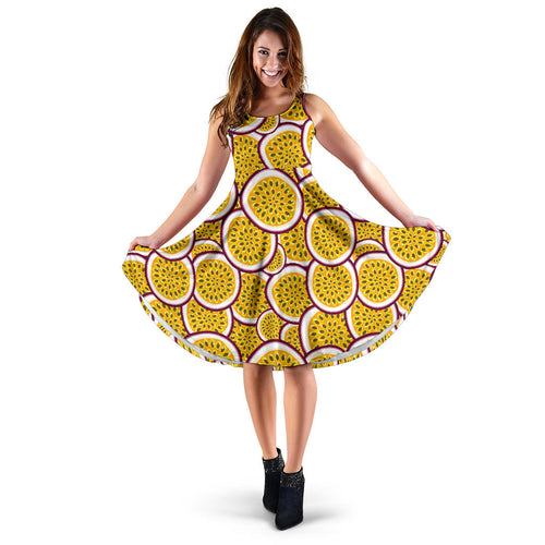 Passion Fruits Slice Pattern Sleeveless Midi Dress