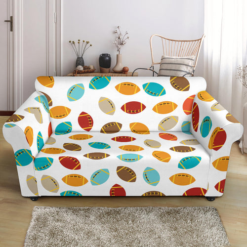 Colorful American Football Ball Pattern Loveseat Couch Slipcover