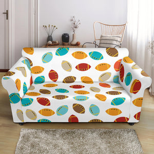 Colorful American Football Ball Pattern Loveseat Couch Slipcover