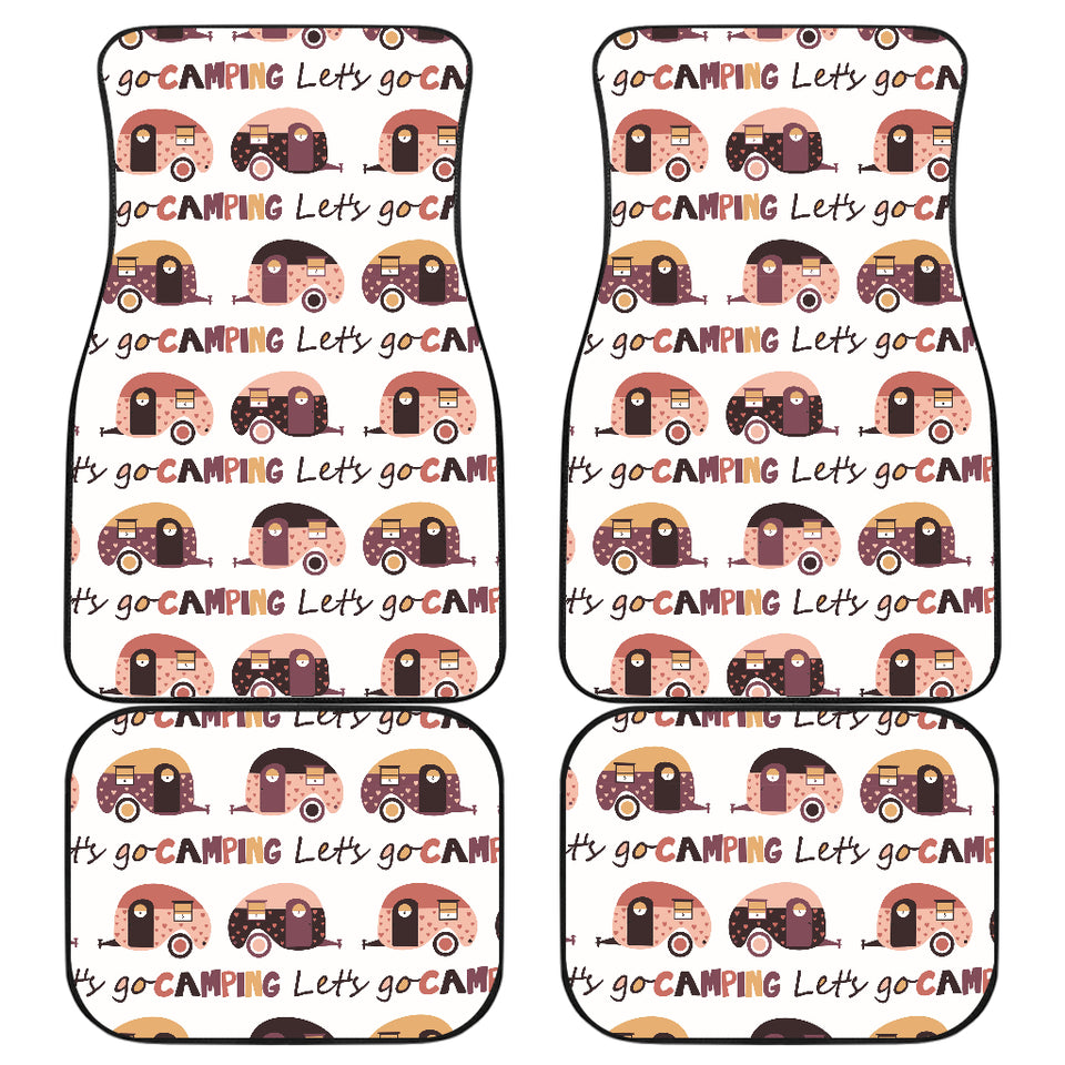 Camper Van Pattern Print Design 01 Front and Back Car Mats