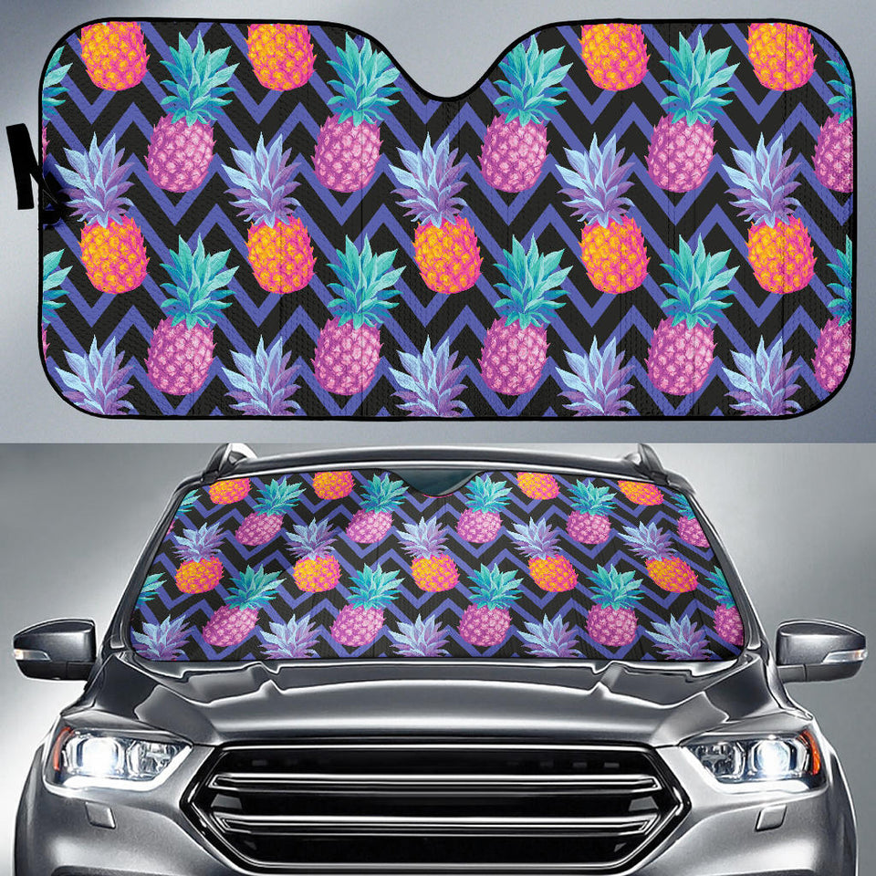Pineapples Pattern Zigzag Background Car Sun Shade