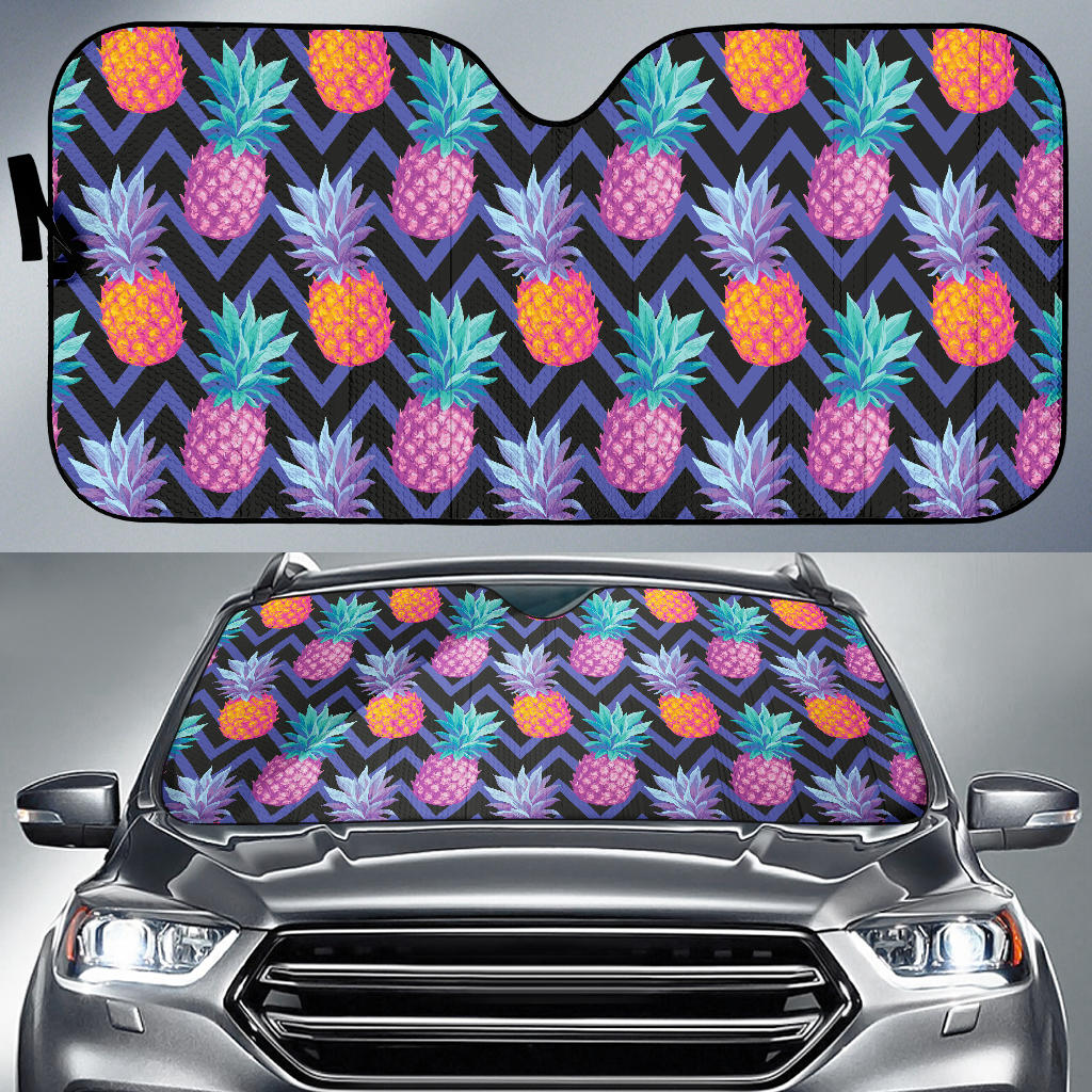 Pineapples Pattern Zigzag Background Car Sun Shade