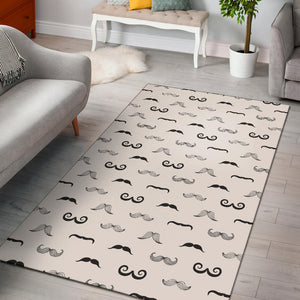 Mustache Beard Pattern Print Design 05 Area Rug