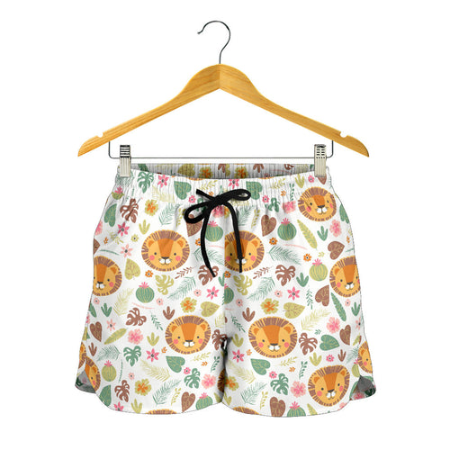 Lion Pattern Print Design 04 Women Shorts