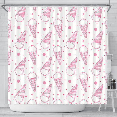 Hand Drawn Ice Cream Pattern Shower Curtain Fulfilled In US