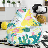 Cute Parrot Toucan Flamingo Cactus Exotic Leaves Pattern Bean Bag Cover