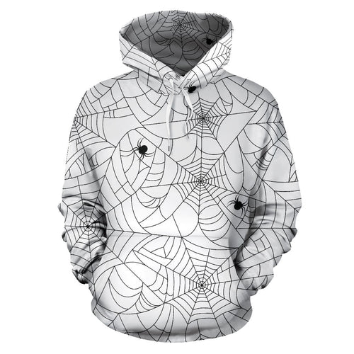 Spider Web Cobweb Pattern White Background Men Women Pullover Hoodie