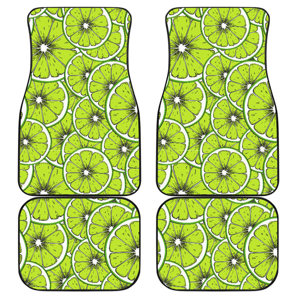 Slices Of Lime Design Pattern Front And Back Car Mats