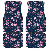 Pink Sakura Cherry Blossom Blue Background Front And Back Car Mats