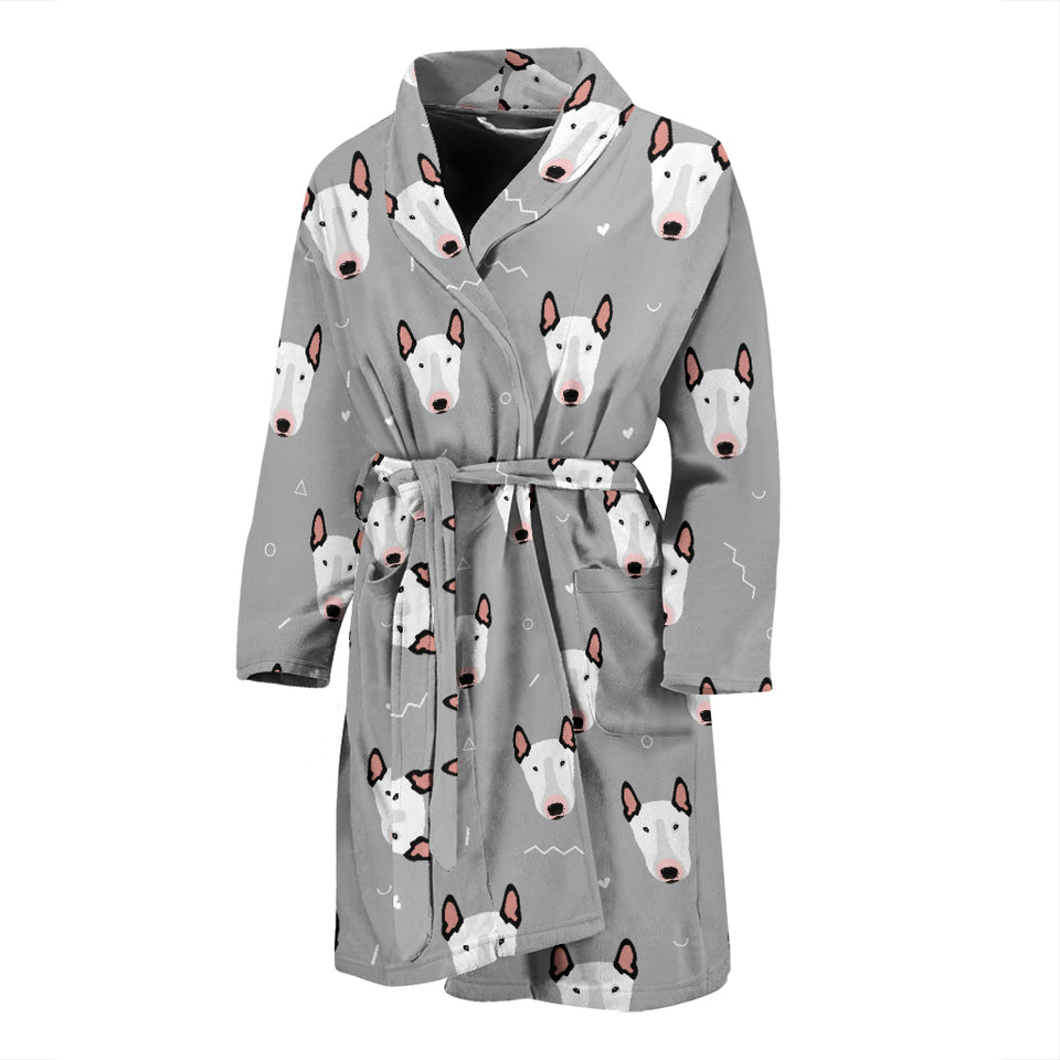 Bull Terrier Pattern Print Design 05 Men's Bathrobe