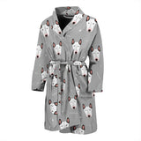 Bull Terrier Pattern Print Design 05 Men's Bathrobe