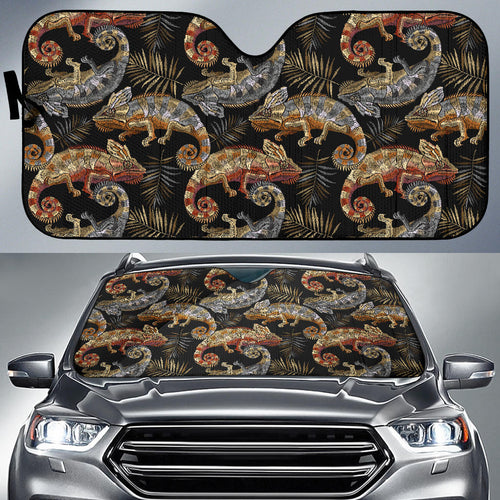 Chameleon Lizard Tropical Leaves Palm Tree Car Sun Shade
