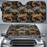 Chameleon Lizard Tropical Leaves Palm Tree Car Sun Shade