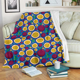 Passion Fruit Blue Background Premium Blanket