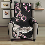 Japanese crane pink sakura pattern Chair Cover Protector