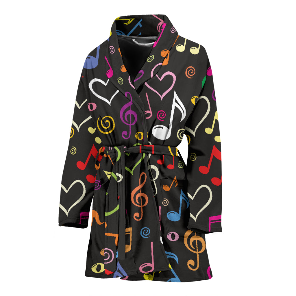 Music Notes Pattern Print Design 02 Women's Bathrobe