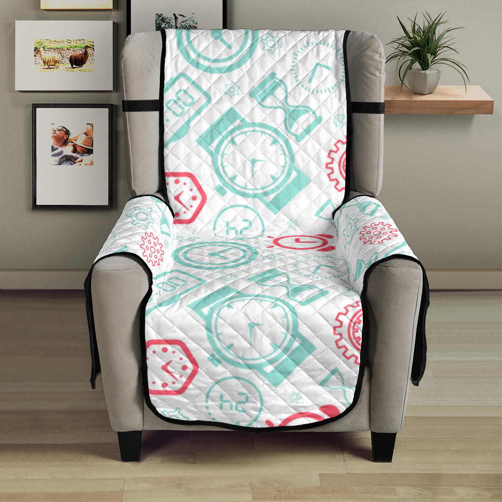 Clock time pattern blackground Chair Cover Protector