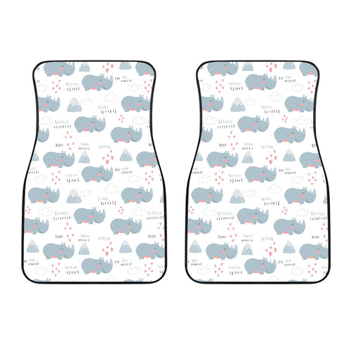 Cute Rhino Heart Pattern Front Car Mats