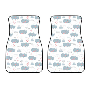 Cute Rhino Heart Pattern Front Car Mats