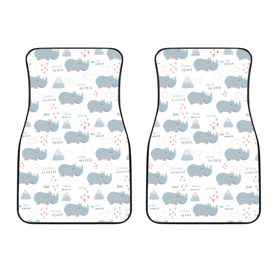 Cute Rhino Heart Pattern Front Car Mats