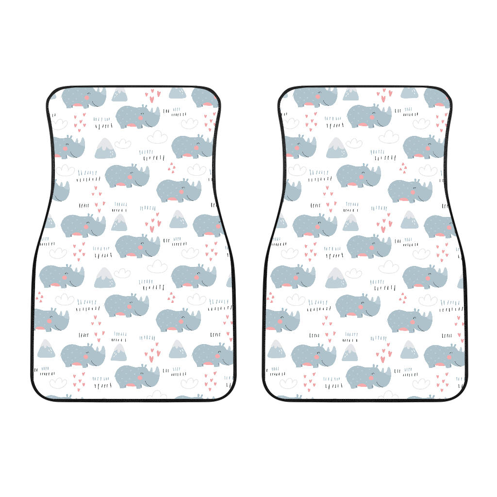 Cute Rhino Heart Pattern Front Car Mats