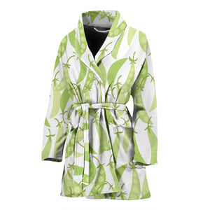 Green Peas Pattern Print Design 03 Women's Bathrobe