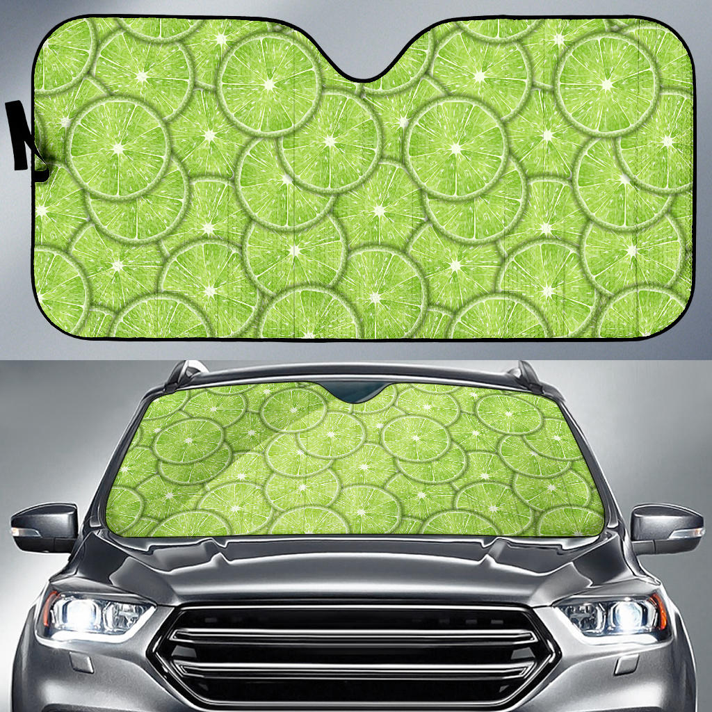 Slices Of Lime Pattern Car Sun Shade