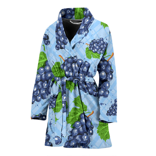 Watercolor Grape Pattern Women'S Bathrobe