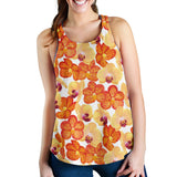 Orange yellow orchid flower pattern background Women Racerback Tank Top