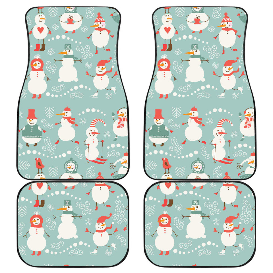 Cute Snowman Pattern Front And Back Car Mats