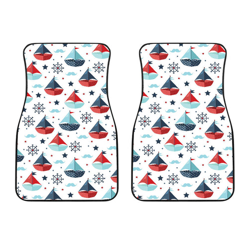Cute Color Paper Sailboat Pattern Front Car Mats