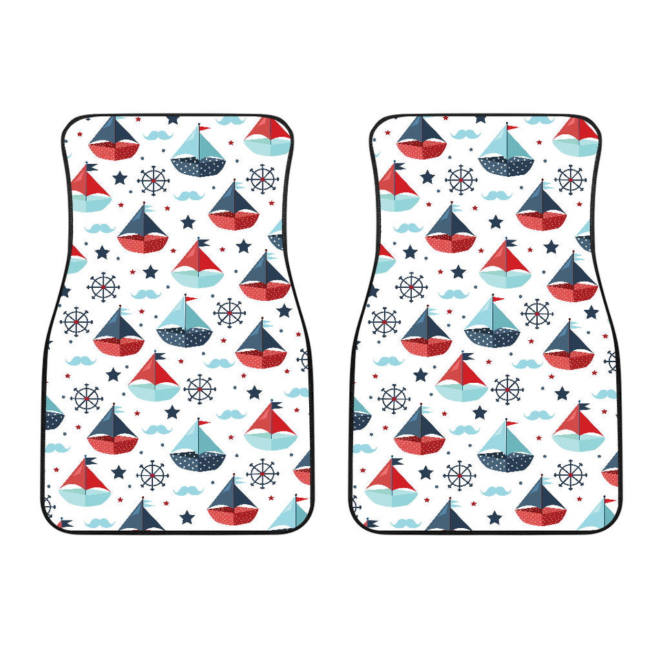 Cute Color Paper Sailboat Pattern Front Car Mats